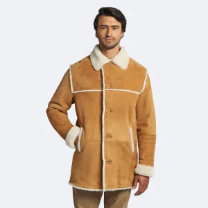 Best Winter Leather Sheepskin Tan Leather Coat