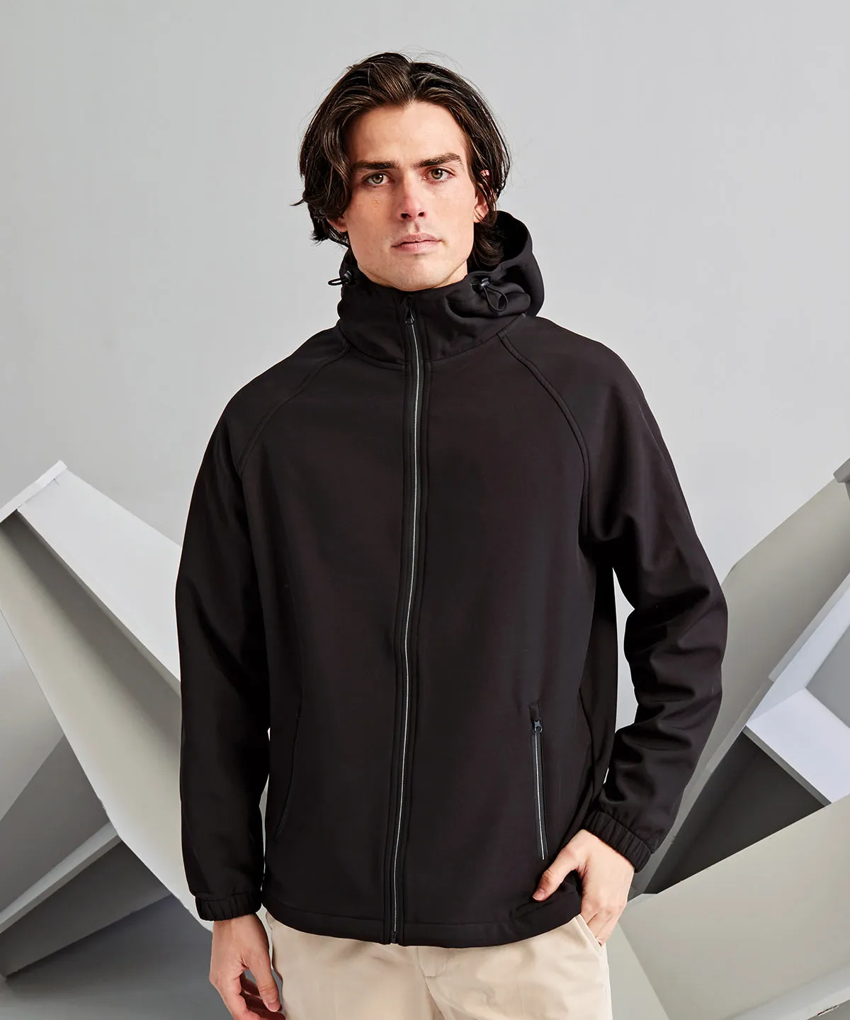 Black - Hooded 2-layer softshell jacket