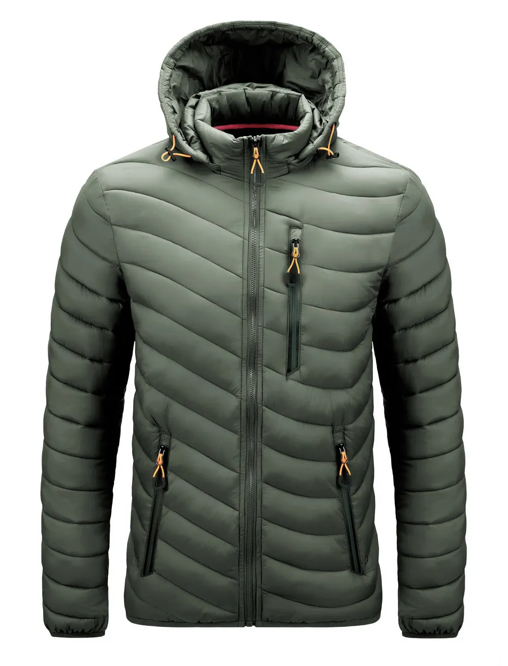 Black Padded Winter Warm Coat Zip-up Jackets for Men