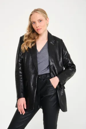 Black Python Leather Coat