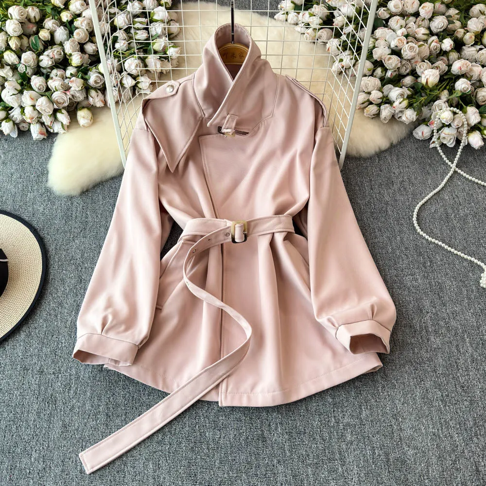 British Style Lace-up Short Trench Coat