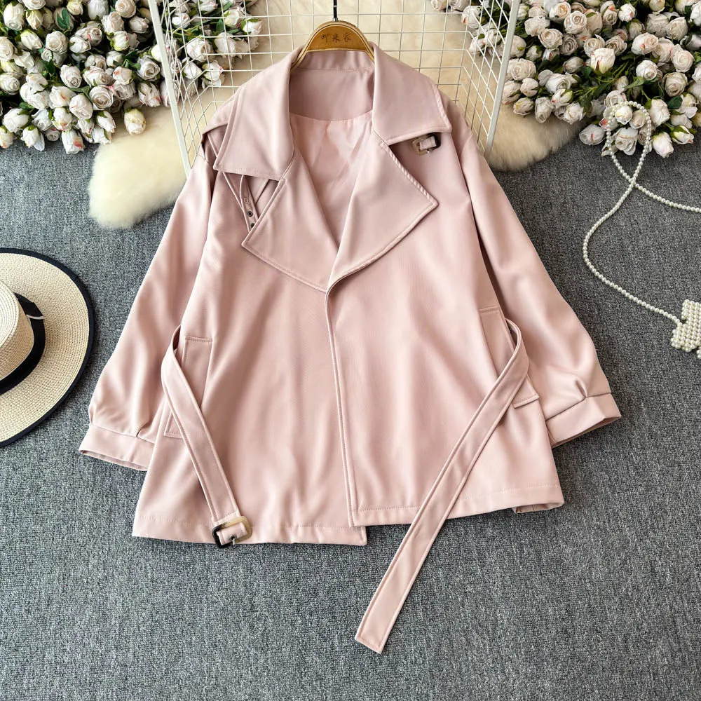 British Style Lace-up Short Trench Coat