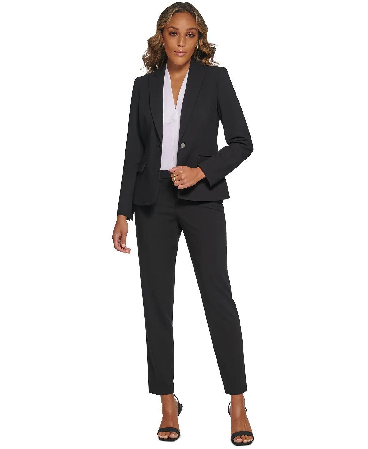 Calvin Klein Women's One Button Blazer, Black