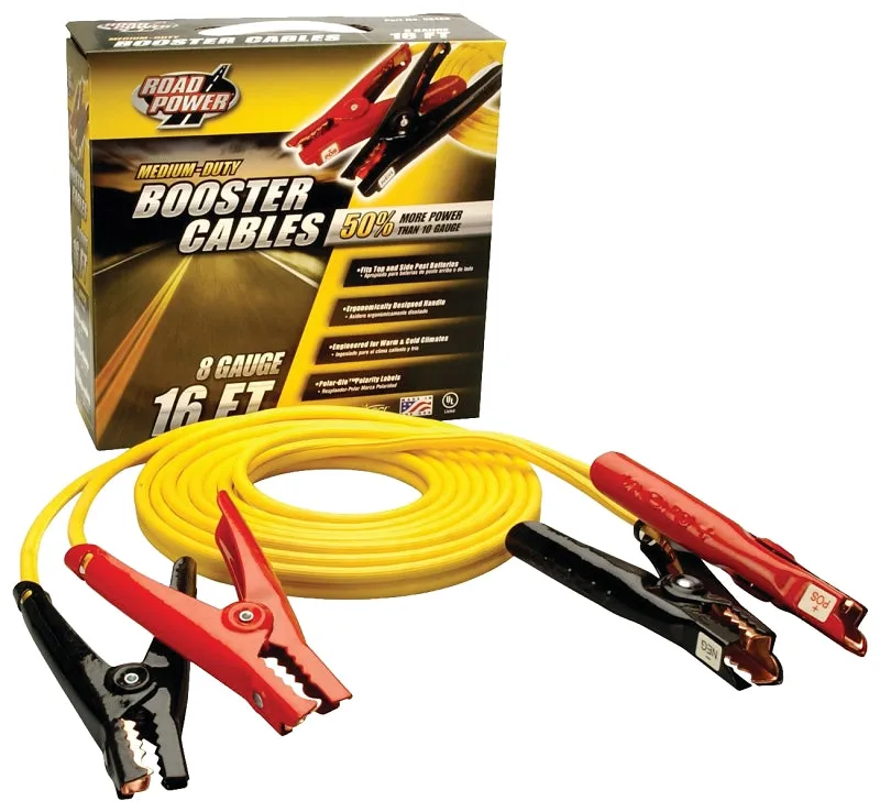 CCI Road Power 08466-00-02 Booster Cable, 8 AWG Wire, Clamp, Yellow Sheath :SET: QUANTITY: 1