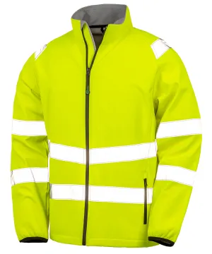 Fluorescent Yellow - Recycled 2-layer printable safety softshell