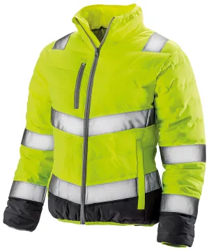 Fluorescent Yellow/Grey - Women's soft padded safety jacket