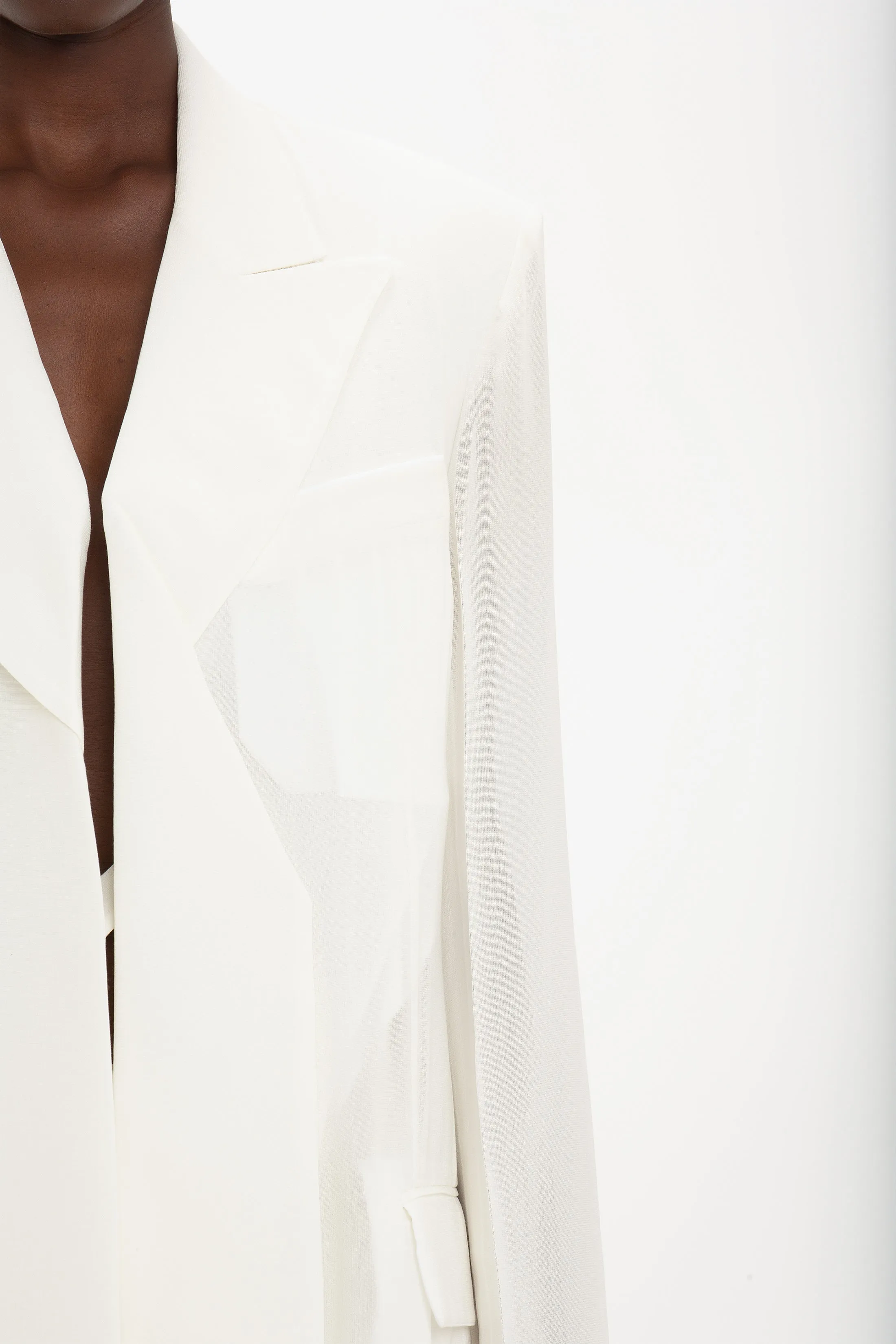 Fold Detail Tailored Jacket In White