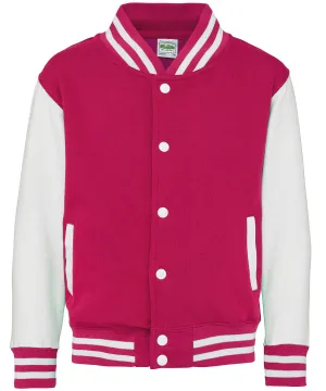 Hot Pink/White - Kids varsity jacket