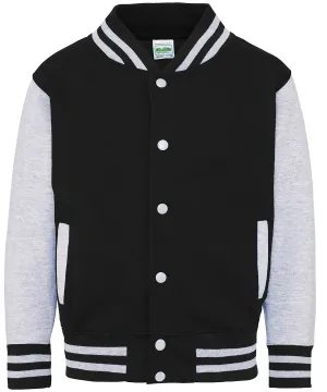 Jet Black/Heather Grey - Kids varsity jacket