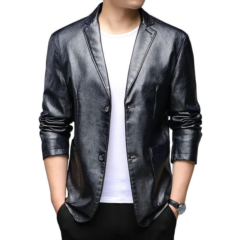 Leather Coats Men Top Grade New Fall Winter Designer Casual Fashion Jacket Black Motorcycle Coats