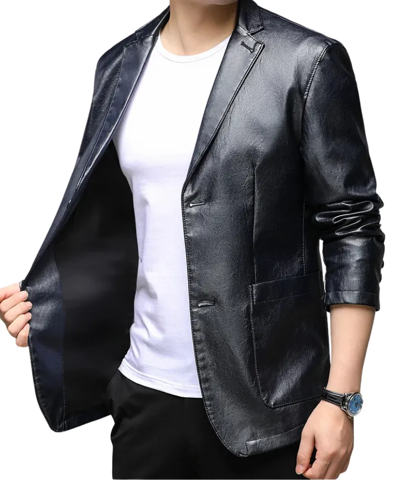 Leather Coats Men Top Grade New Fall Winter Designer Casual Fashion Jacket Black Motorcycle Coats