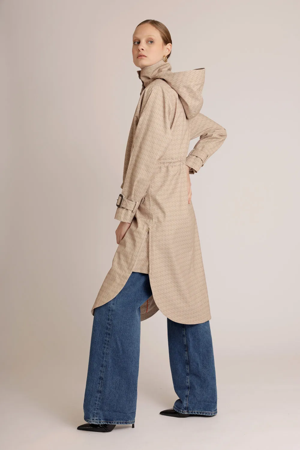 Luxury Tailored Poncho - Beige Monogram Print