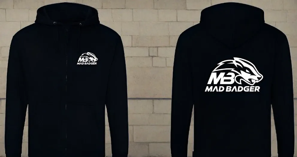 Madbadger Zoodie in black with Large logo to the back and small logo to the front