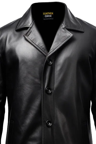 Men Leather Coat - Black Leather Coat-Leatheroxide