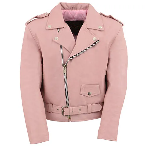 Milwaukee Leather SH2010 Girls Toddler Classic Style Pink Leather Motorcycle Jacket