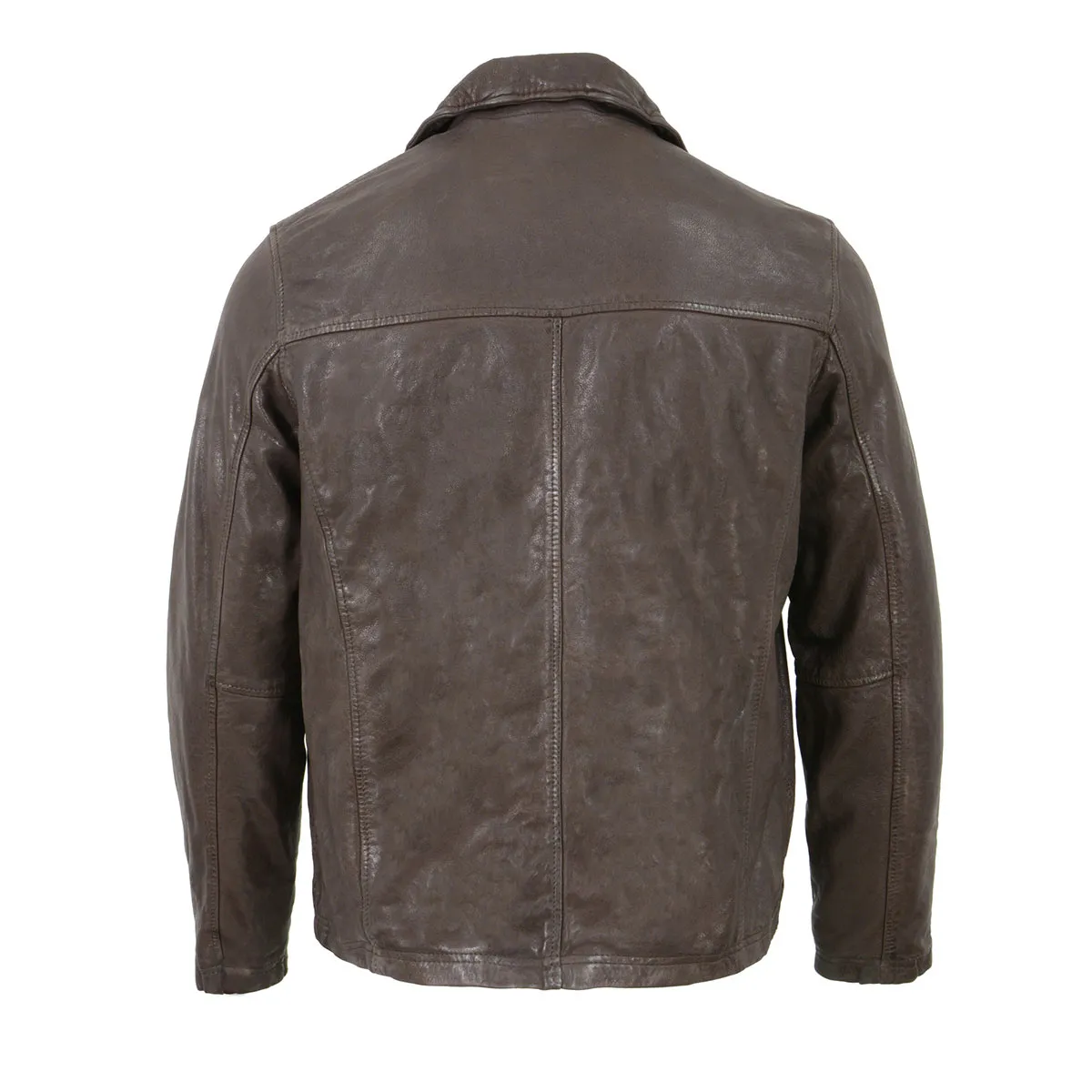 Milwaukee Leather Vintage SFM1804 Men's Classic Brown Zipper Front Jacket with Shirt Collar