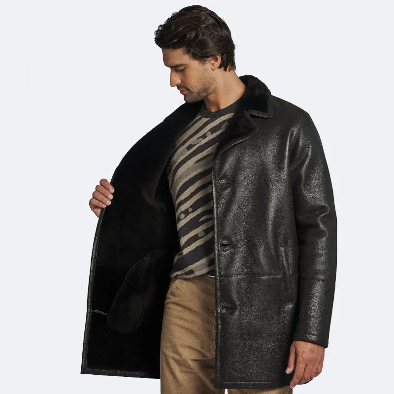 Rfx Leather: Best Winter Dark Oak Paolo Shearling Coat for Men