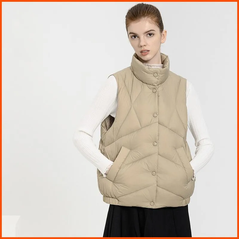 Stand-Up Collar Quilted Button Front Down Jacket