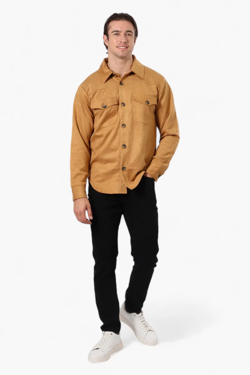 Urbanology Button Up Suede Lightweight Jacket - Caramel