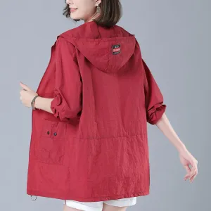 UV-Protective Silky Thin Thigh-Length Loose Fit Field Jacket