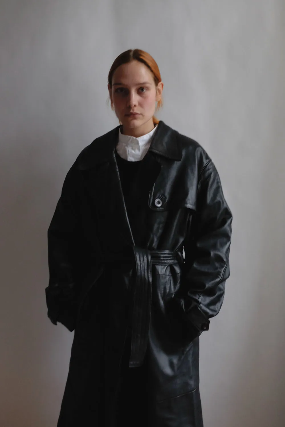 VINTAGE 1980 WARM BLACK LEATHER COAT