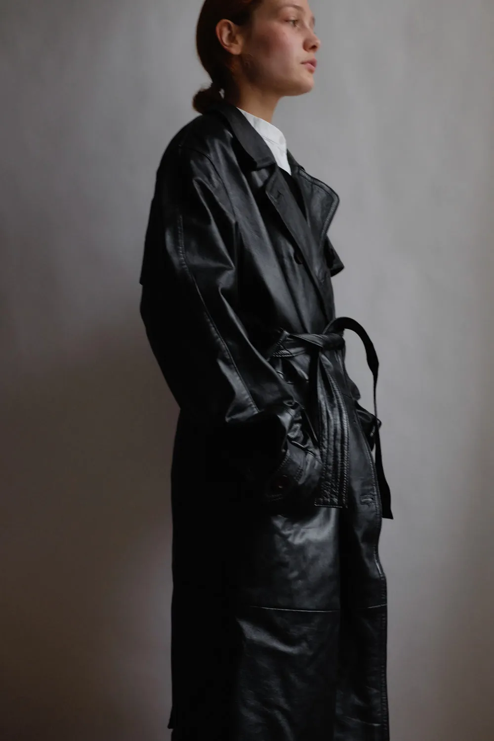 VINTAGE 1980 WARM BLACK LEATHER COAT