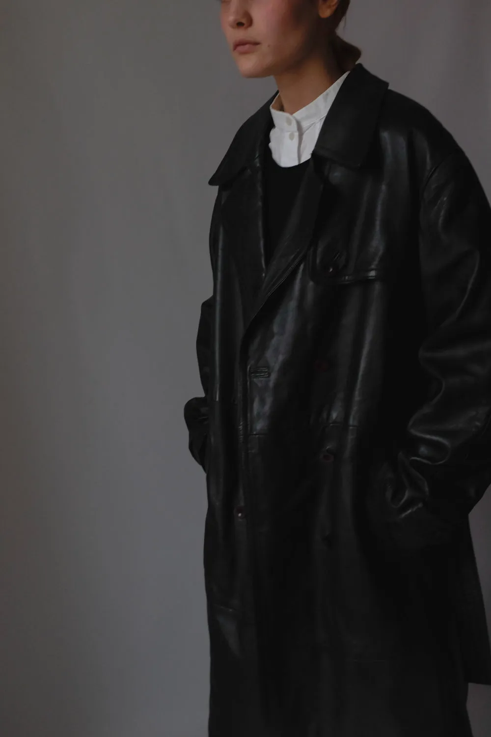 VINTAGE 1980 WARM BLACK LEATHER COAT