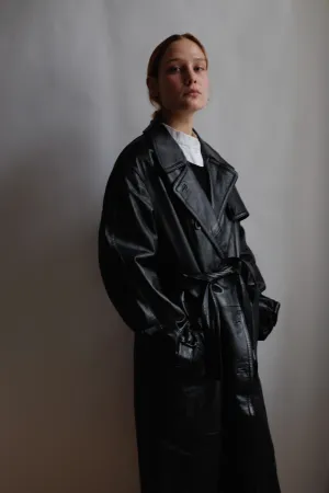 VINTAGE 1980 WARM BLACK LEATHER COAT