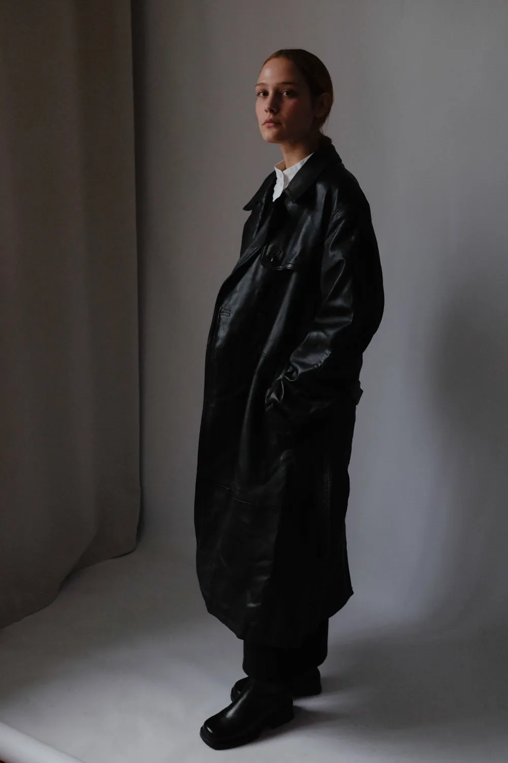 VINTAGE 1980 WARM BLACK LEATHER COAT