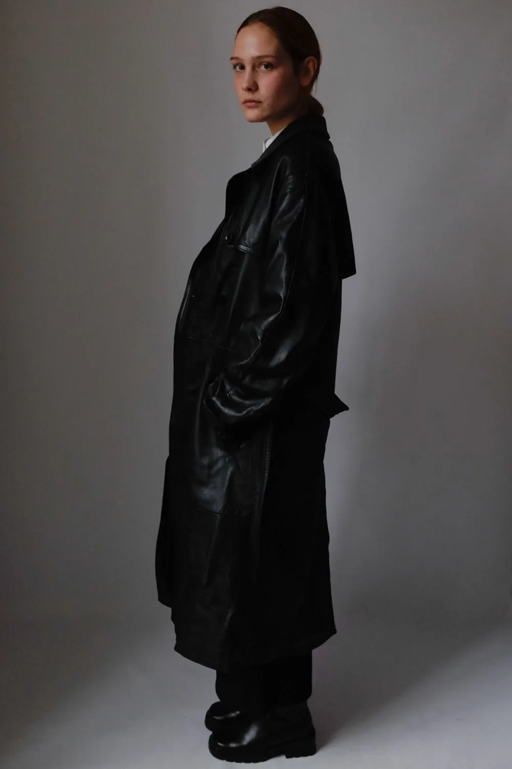 VINTAGE 1980 WARM BLACK LEATHER COAT