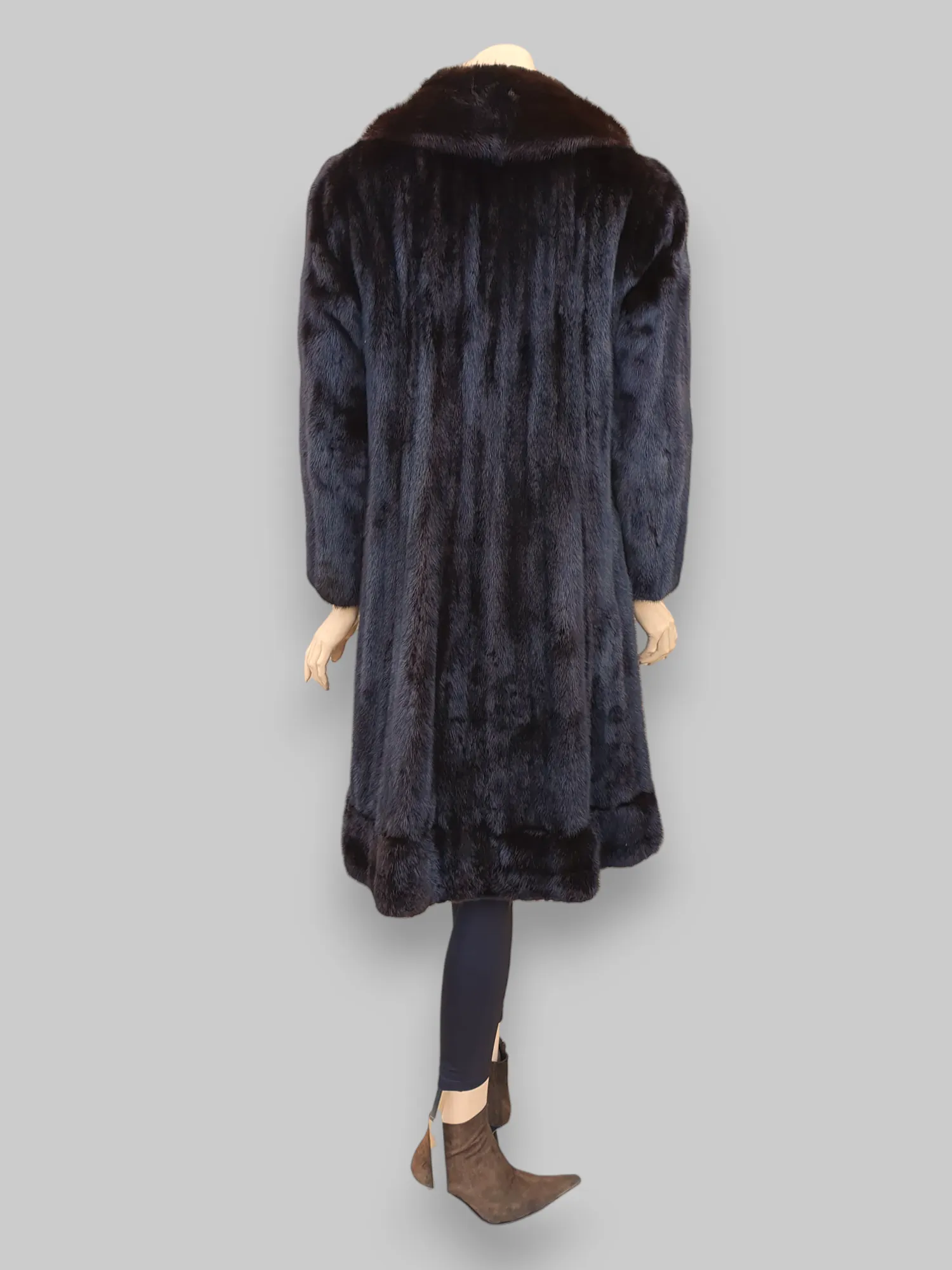 Vintage Dark Mink Coat/Jacket w/ Zip Border & Fur Belt -Small/Medium