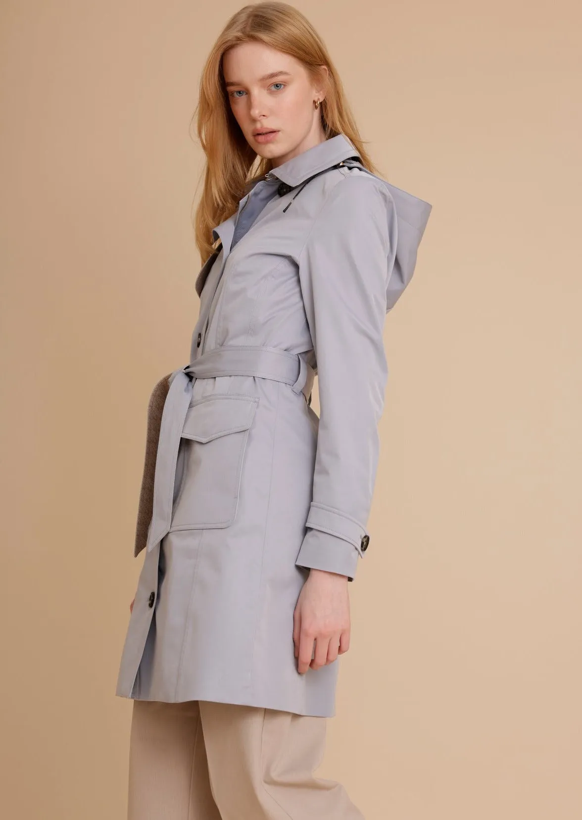 Waterproof Tailored Trenchcoat - Glacier blue