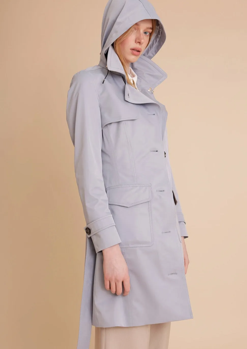 Waterproof Tailored Trenchcoat - Glacier blue