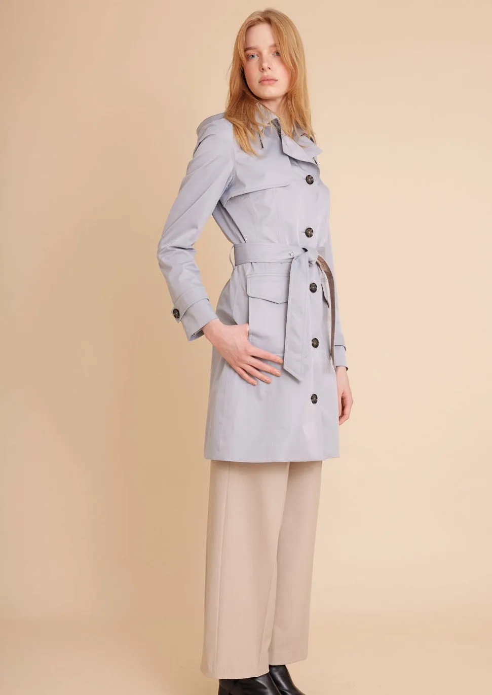 Waterproof Tailored Trenchcoat - Glacier blue