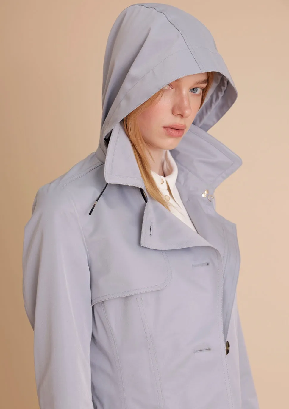 Waterproof Tailored Trenchcoat - Glacier blue