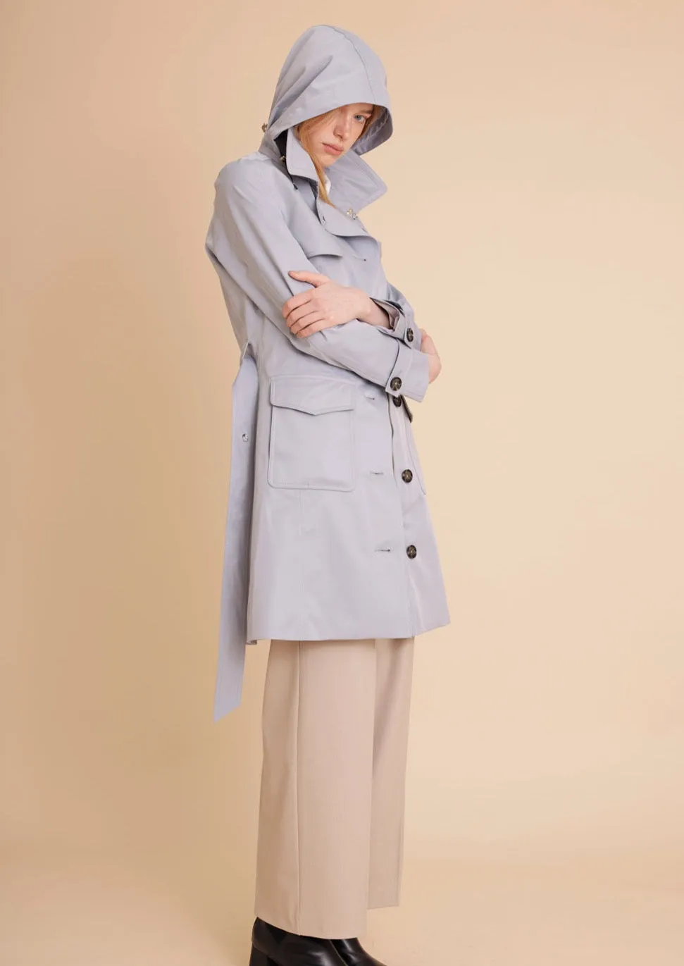 Waterproof Tailored Trenchcoat - Glacier blue