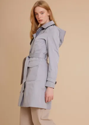 Waterproof Tailored Trenchcoat - Glacier blue